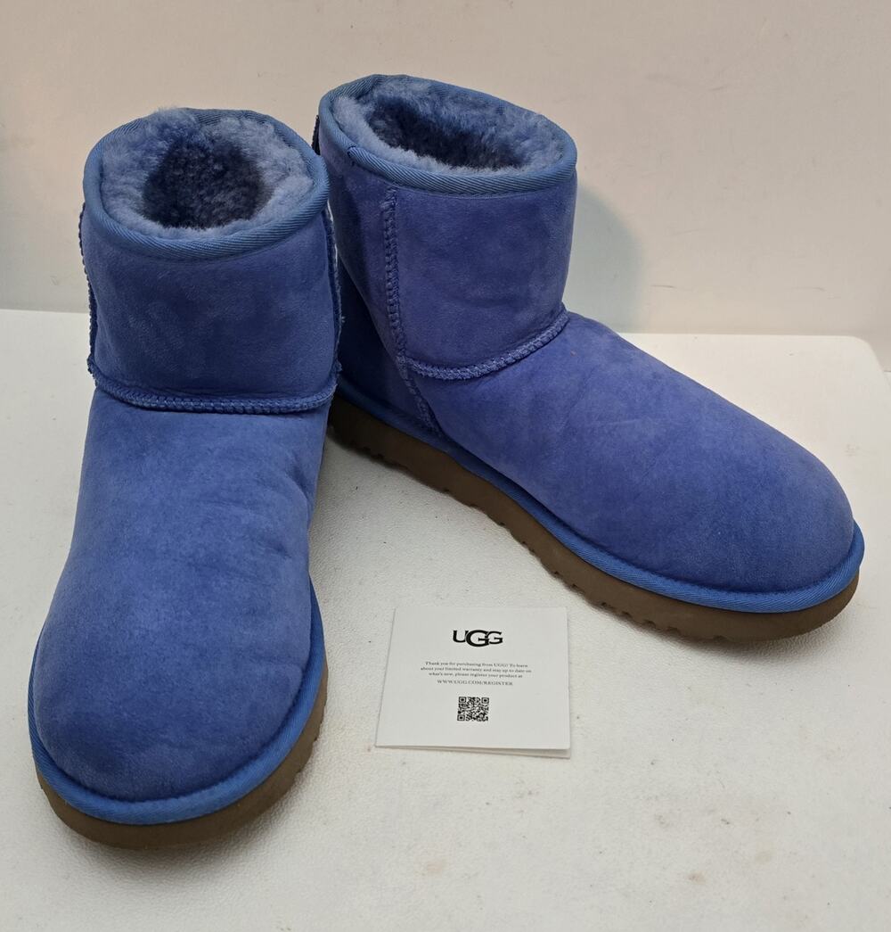 UGG Classic Mini II Boots Electric Blue Suede Women 11- Y2K Streetwear Cozycore